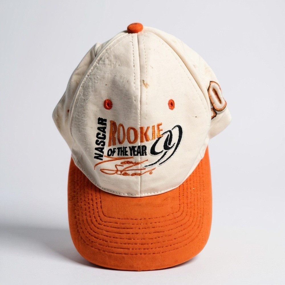 NASCAR Tony Stewart Hat Rookie of the Year 99 White Orange Snapback OSFM Vintage